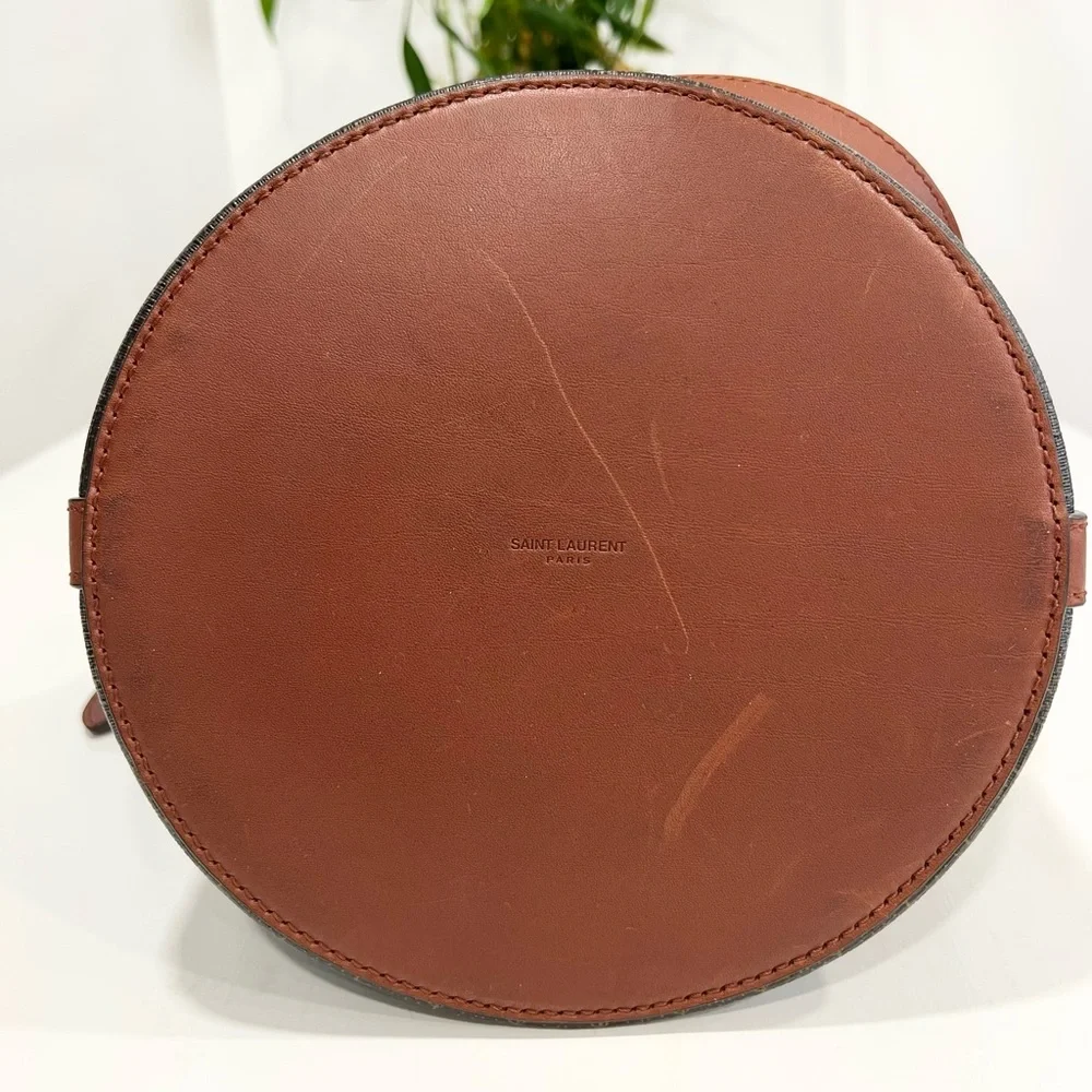 Saint Laurent Le Monogramme leather-trimmed printed coated-canvas bucket bag - Picture 8 of 16